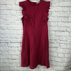 Ecowish Cap Ruffle Sleeve Midi Red Dress Size Large